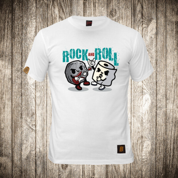 muska majica boja bela slika rock and roll kamen i papir