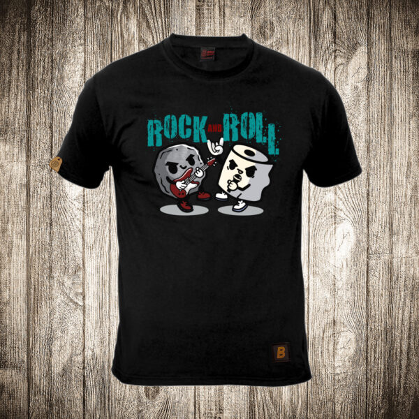 muska majica boja crna slika rock and roll kamen i papir