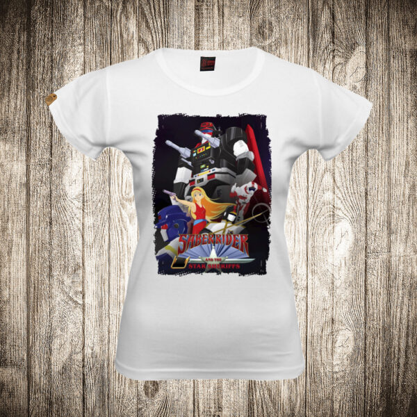 zenska majica boja bela slika saber rider