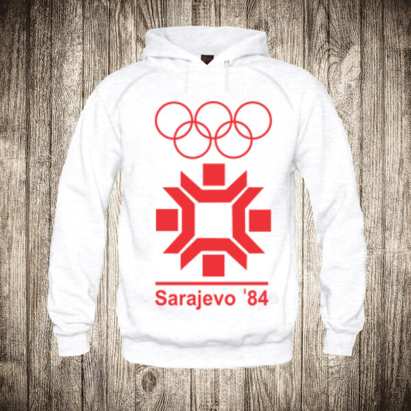 duks sa kapuljacom boja bela slika sarajevo 1984 olimpijske igre