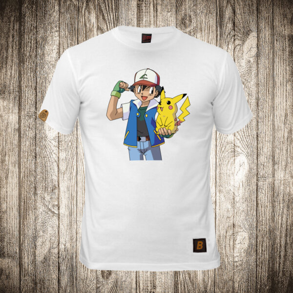 decija majica boja bela slika satoshi es kecum i pikachu pokemon