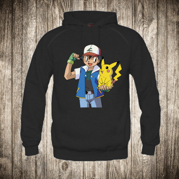 duks sa kapuljacom boja crna slika satoshi es kecum i pikachu pokemon