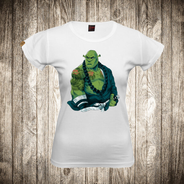 zenska majica boja bela slika shrek srek samuraj