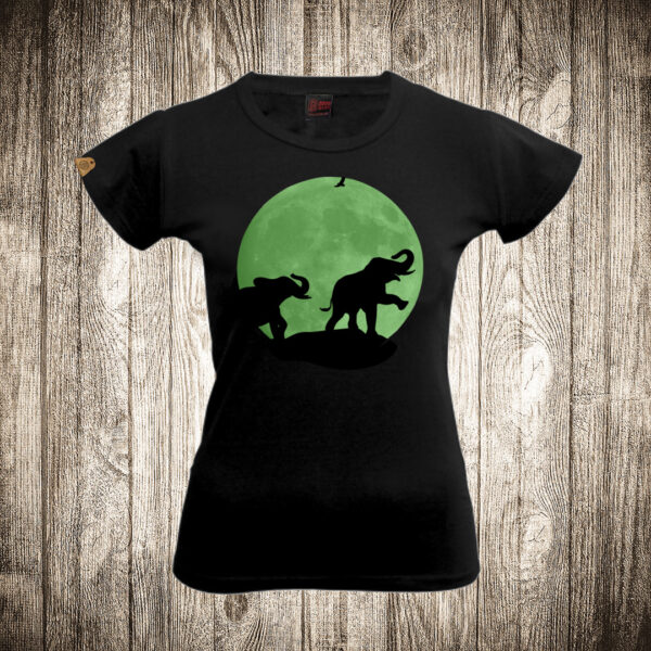 zenska majica boja crna slika slonovi mesecina
