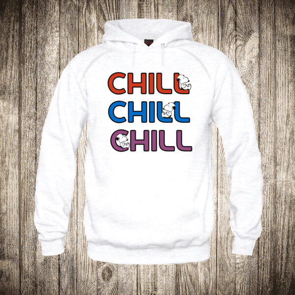 deciji duks boja bela slika snupi chill chill chill