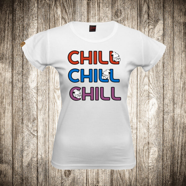 zenska majica boja bela slika snupi chill chill chill