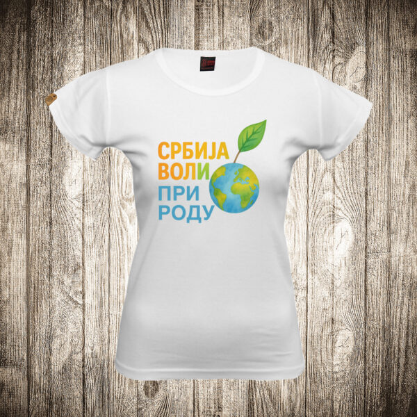 zenska majica boja bela slika srbija voli prirodu