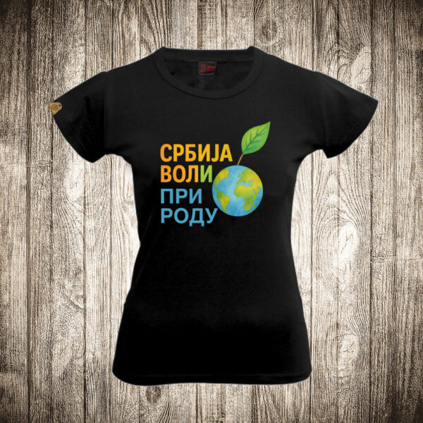 zenska majica boja crna slika srbija voli prirodu