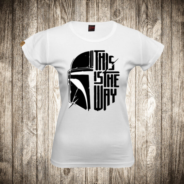 zenska majica boja bela slika star wars this is the way