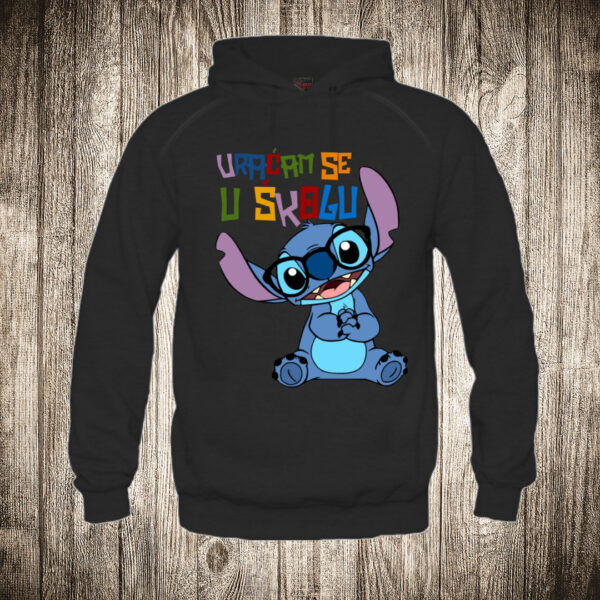 duks sa kapuljacom boja crna slika stic stich vracam se u skolu