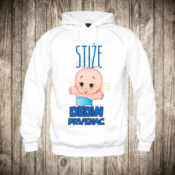 deciji duks boja bela slika stize dedin prvenac rodjenje deteta