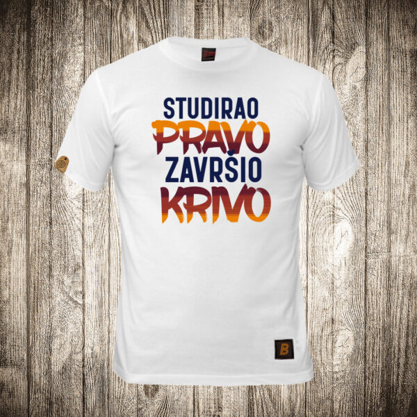 decija majica boja bela slika studirao pravo zavrsio krivo