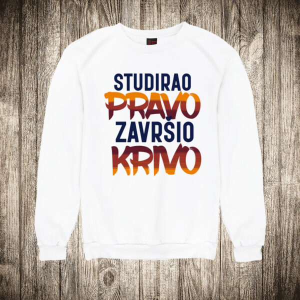 duks bez kapuljace boja bela slika studirao pravo zavrsio krivo