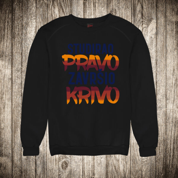 duks bez kapuljace boja crna slika studirao pravo zavrsio krivo