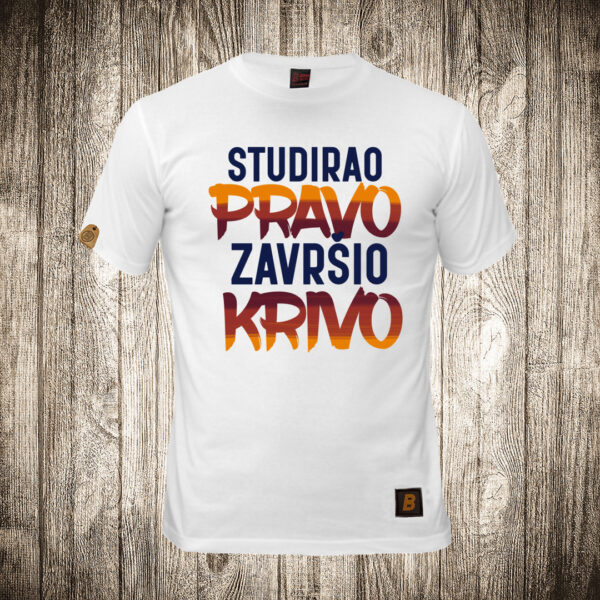 muska majica boja bela slika studirao pravo zavrsio krivo