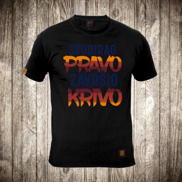 muska majica boja crna slika studirao pravo zavrsio krivo