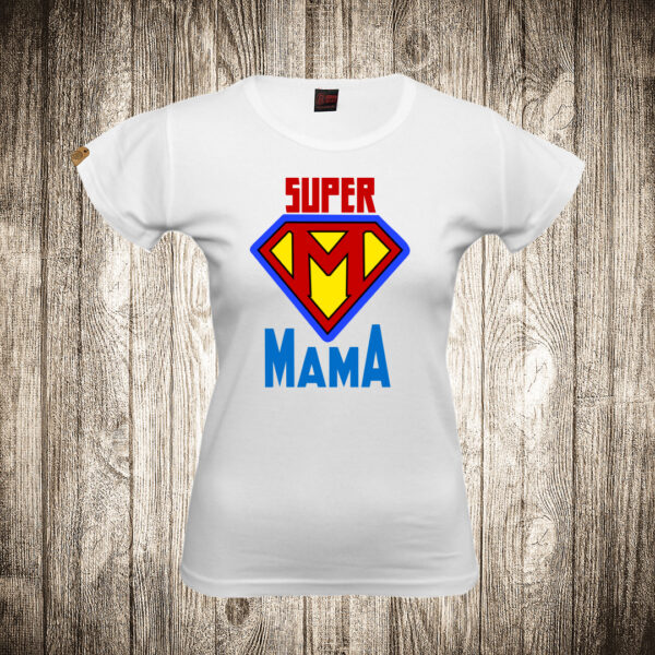 zenska majica boja bela slika super mama