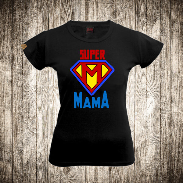 zenska majica boja crna slika super mama