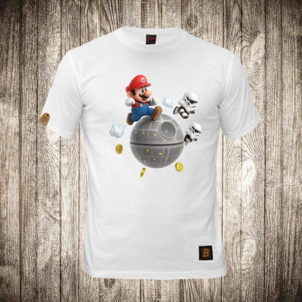 muska majica boja bela slika super mario star wars edition 1