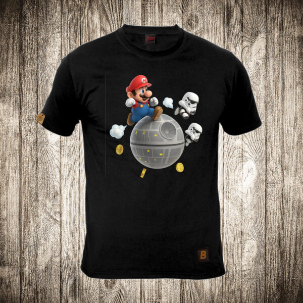 muska majica boja crna slika super mario star wars edition 1