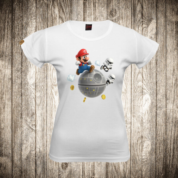 zenska majica boja bela slika super mario star wars edition 1