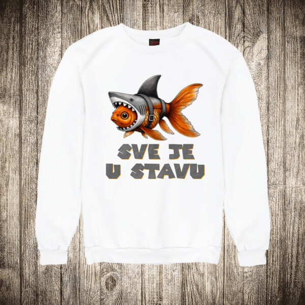 duks bez kapuljace boja bela slika sve je u stavu ribica ajkula