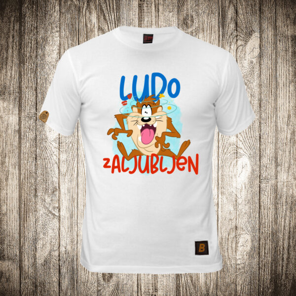 muska majica boja bela slika tasmanijski djavo ludo zaljubljen