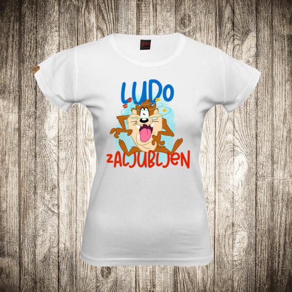 zenska majica boja bela slika tasmanijski djavo ludo zaljubljen