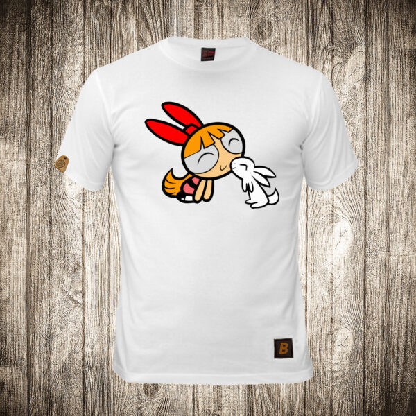 muska majica boja bela slika the powerpuff girls blossom i zec