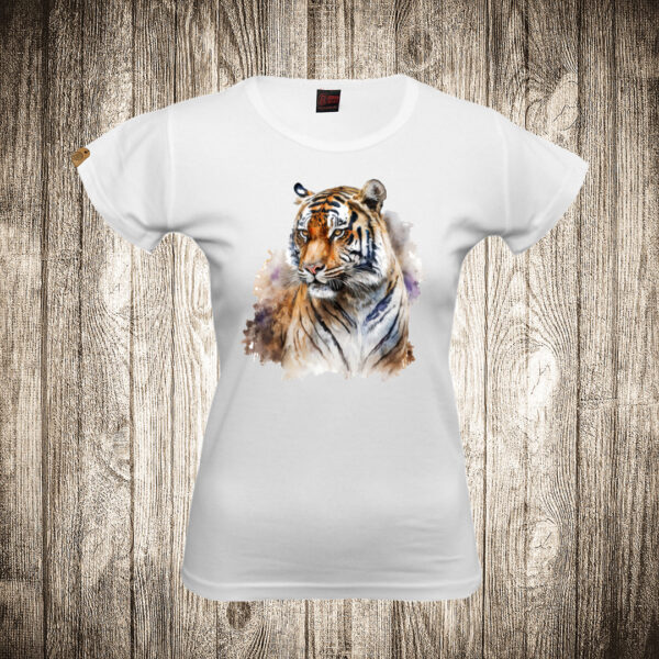 zenska majica boja bela slika tigar 5 vodene boje