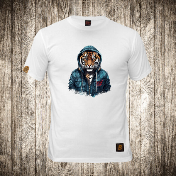 muska majica boja bela slika tigar sa kapuljacom 3