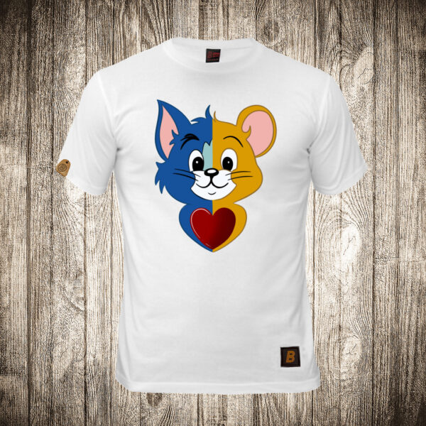 decija majica boja bela slika tom i jerry kao jedno ljubav srce