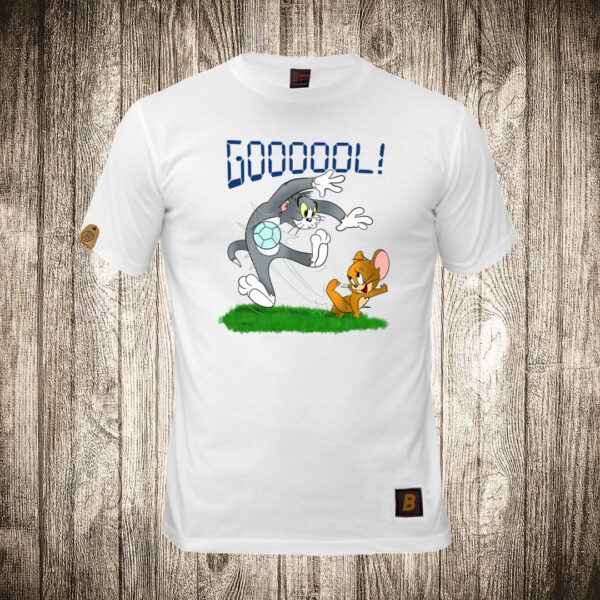 decija majica boja bela slika tom i jerry tom i dzeri fudbal