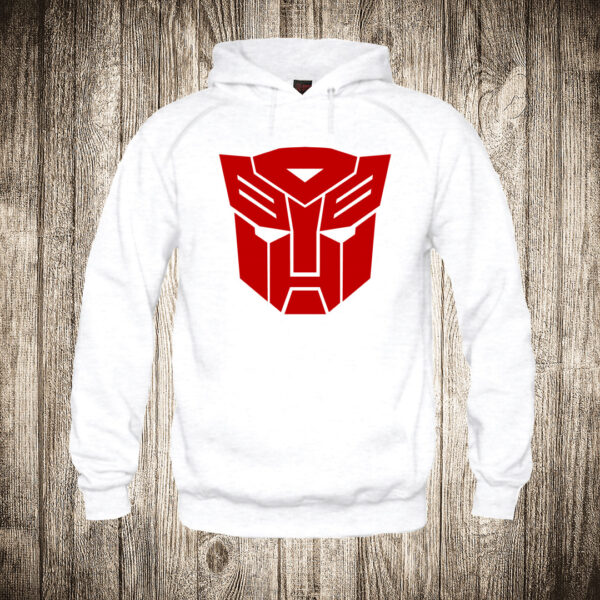 deciji duks boja bela slika transformers logo