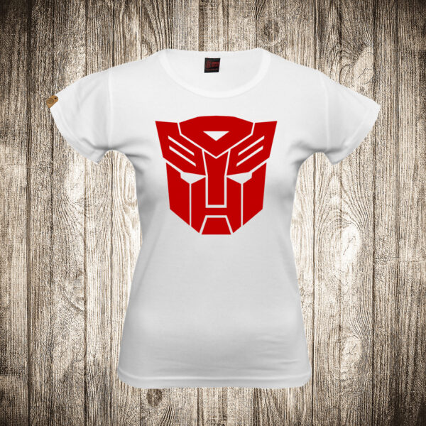 zenska majica boja bela slika transformers logo