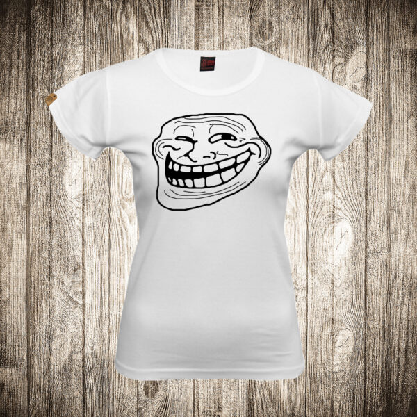 zenska majica boja bela slika troll face meme 2
