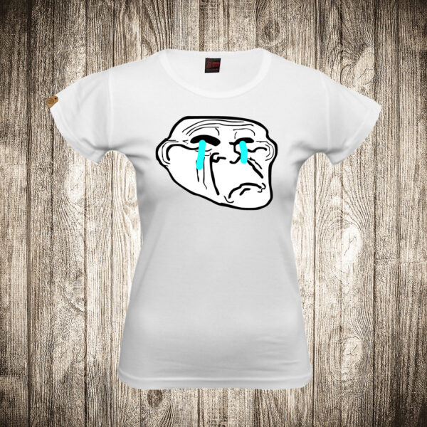 zenska majica boja bela slika troll face meme