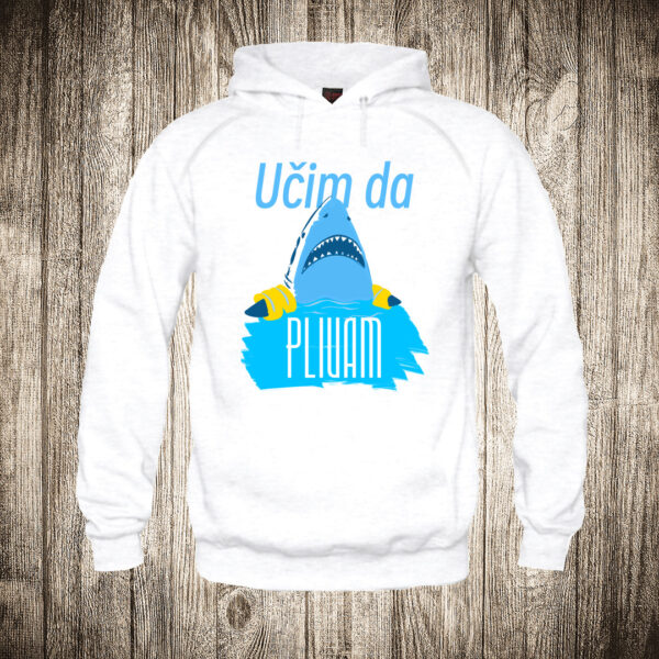 deciji duks boja bela slika ucim da plivam ajkula more