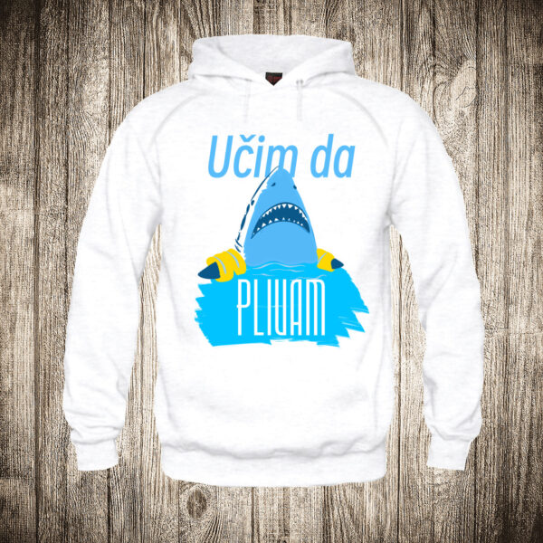 duks sa kapuljacom boja bela slika ucim da plivam ajkula more