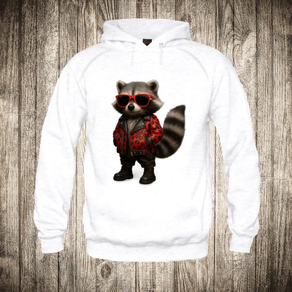 deciji duks boja bela slika urban rakun moda fashion