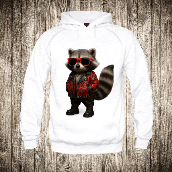 duks sa kapuljacom boja bela slika urban rakun moda fashion