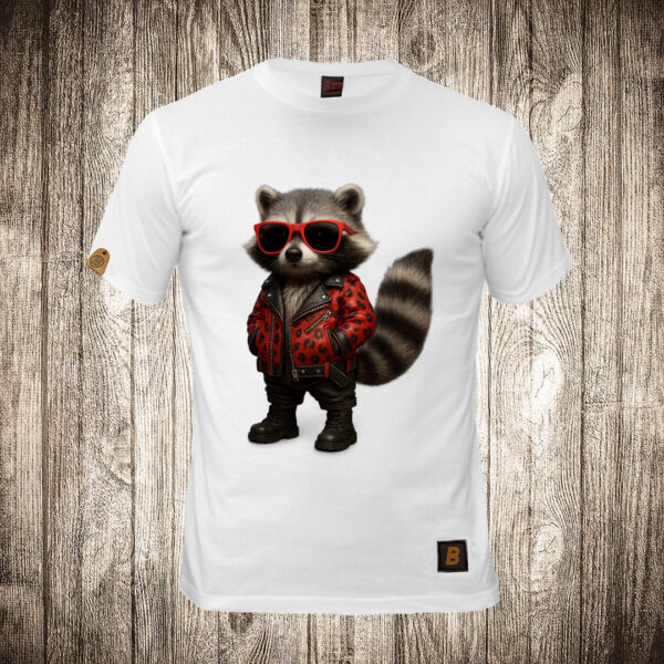 muska majica boja bela slika urban rakun moda fashion