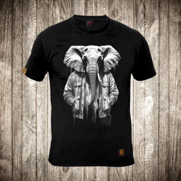 muska majica boja crna slika urbani slon 4 crno beli