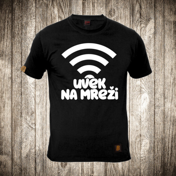 muska majica boja crna slika uvek na mrezi wi fi