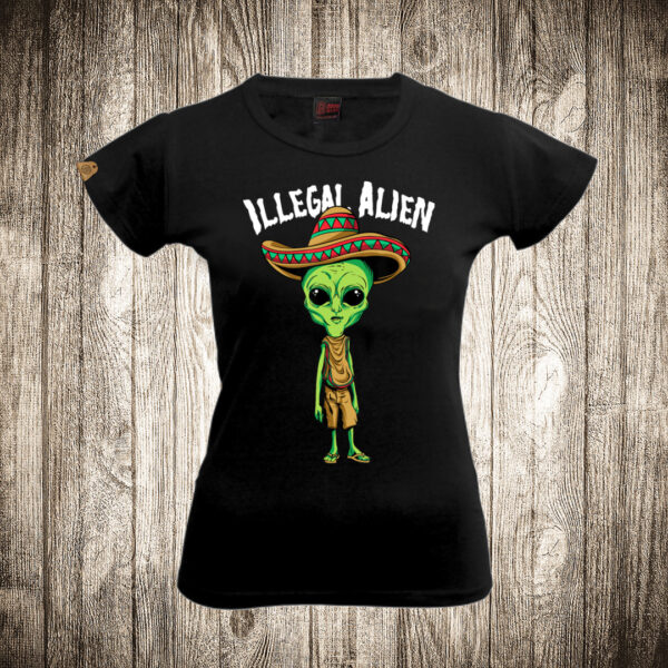 zenska majica boja crna slika vanzemaljac illegal alien