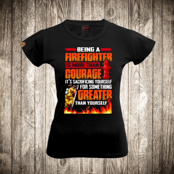 zenska majica boja crna slika vatrogasac plemenitost