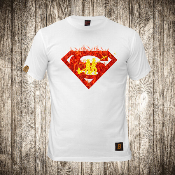 muska majica boja bela slika vatrogasac supermen