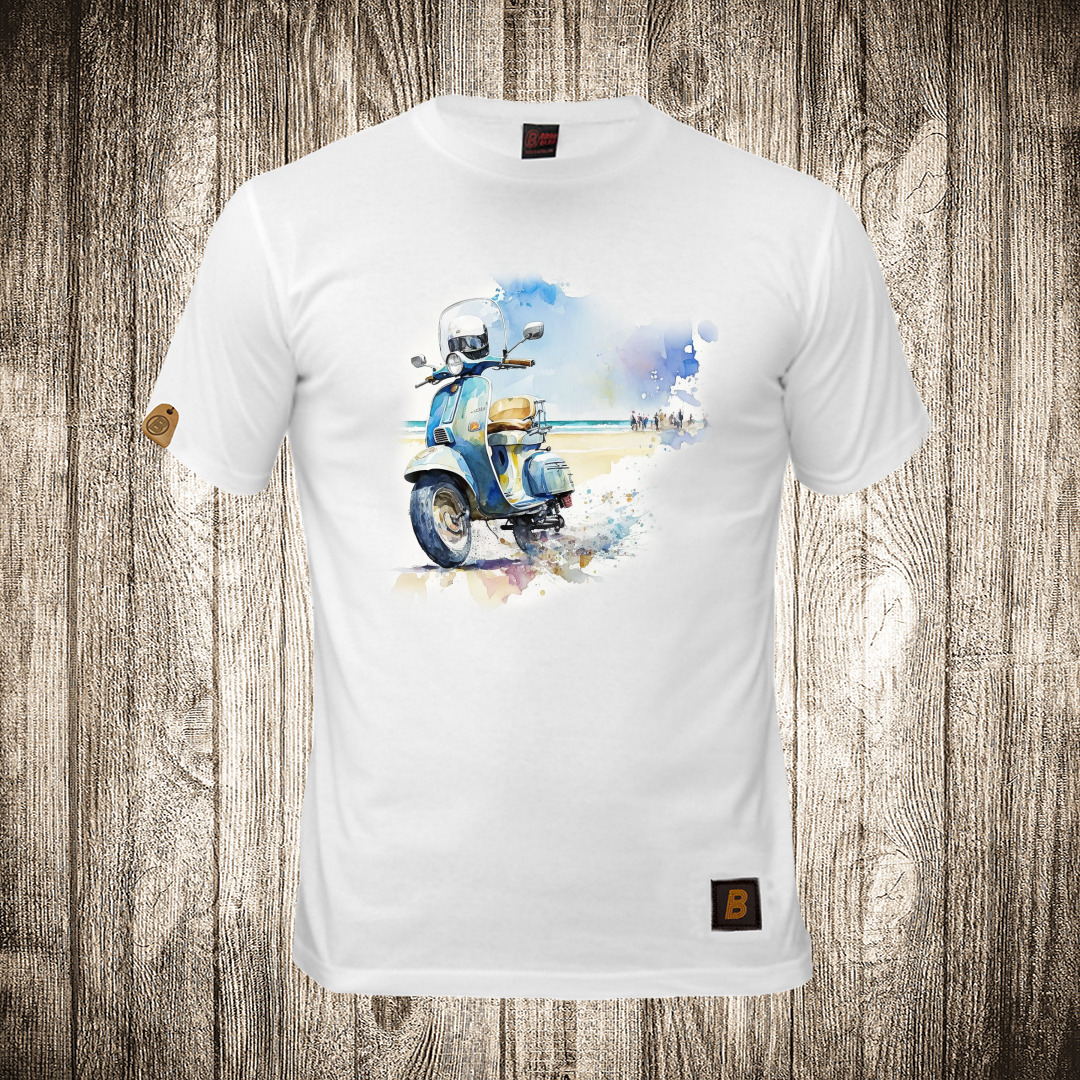 Muška majica bele boje sa motivom Vespa 24 muska majica boja bela slika vespa 24