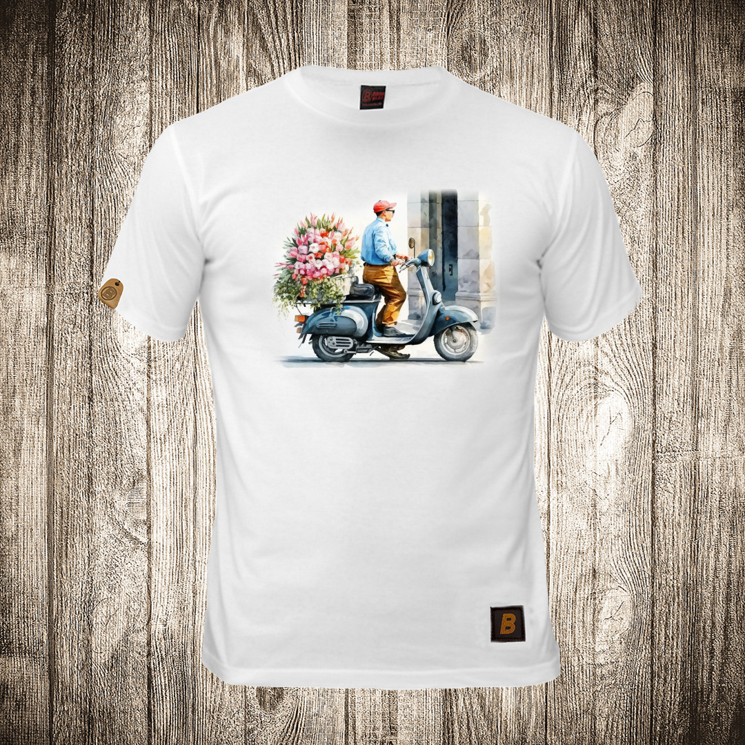 Muška majica bele boje sa motivom Vespa 26 muska majica boja bela slika vespa 26