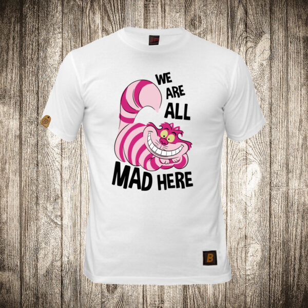 decija majica boja bela slika we all mad here 2 macka